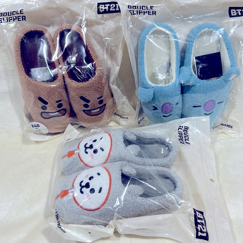 BT21 Line Friends Slippers RJ, Koya, Shooky (Sealed)